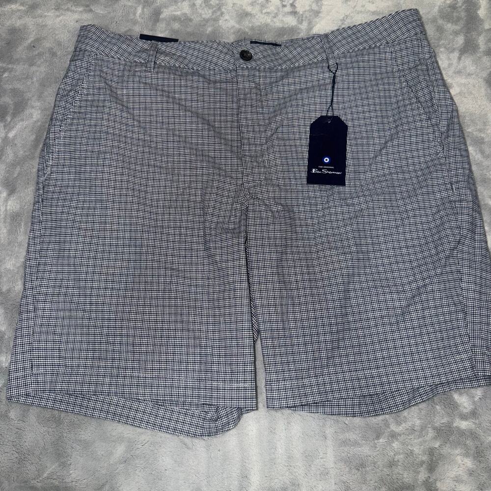 Ben Sherman Men’s 38 NWT Navy Blazer Gingham Check Shorts Regular Fit
